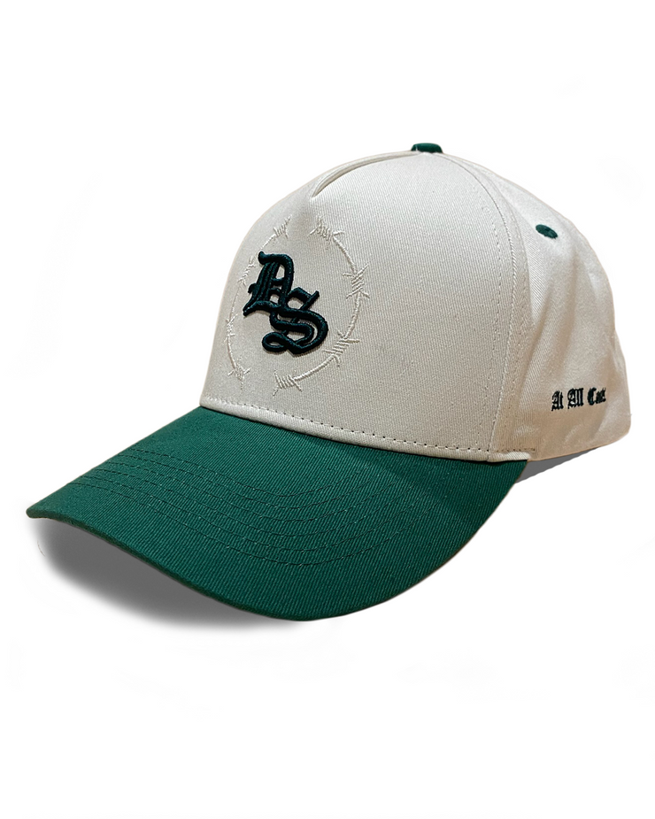 Old English Sport Cap - Off White/Forest Green